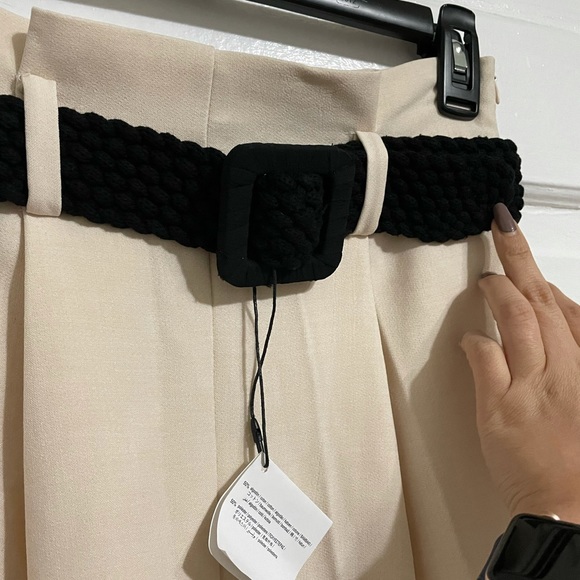 Zara XS Beige Trousers with braided belt - Picture 4 of 5